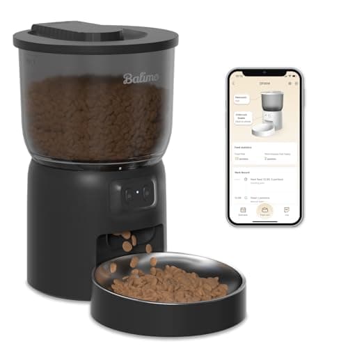 Distributeur Croquettes Chat WiFi |4G, 3L, Convient aux Chiens et Chats, Blanc — Noir