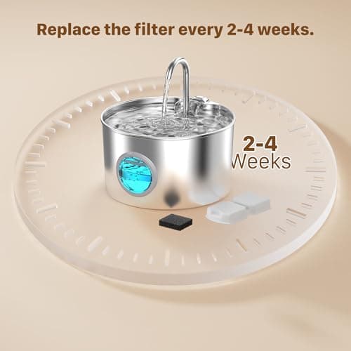 GIOTOHUN Fontaine à Eau en Acier Inoxydable pour Chat | Filtres à Charbon et Mousse Included | Idéal pour Animaux de Com