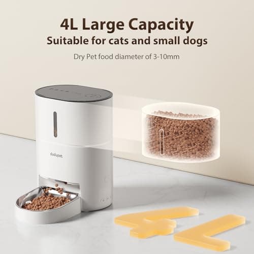 DUDUPET Distributeur de Croquettes pour Chats Automatique - 4L Télécommande WiFi - Bon Appétit Convient aux Chats et aux