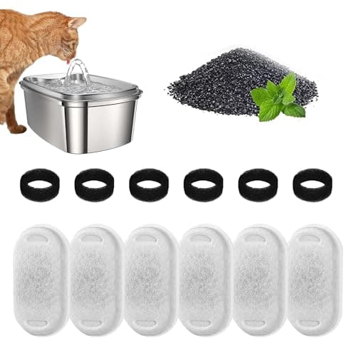<think>

</think>

Filtres de fontaine à eau pour chat, 6 filtres à charbon actif et 6 filtres en mousse, filtres de rec