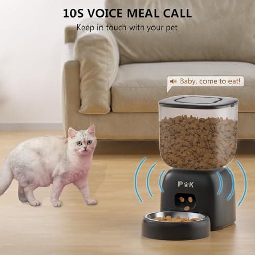 PUPPY KITTY Distributeur Croquettes Chat WiFi Connecté Enregistrement Vocal, Bols en Acier Inoxydable, Répétitions Jour,