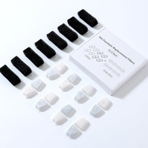 Filtres de fontaine à eau Zemiu 16 pièces, 8 filters fontaines pour chats + 8 mousses filtres pour fontaine de chats |2L