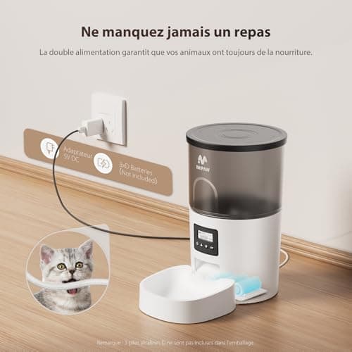 Distributeur Croquettes Chat Automatique IMIPAW 3L Programmable 1-6 Repas Jour