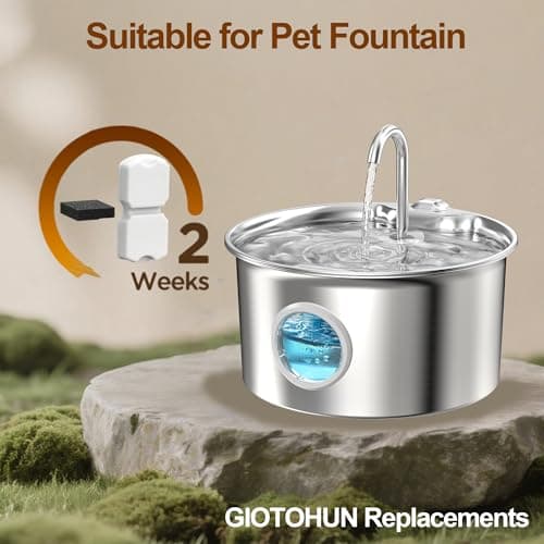 GIOTOHUN Fontaine À Eau pour Chat - Filtration Multiple avec 24 Filtres - Convient pour Fontaine INOX - Fraicheur Garant
