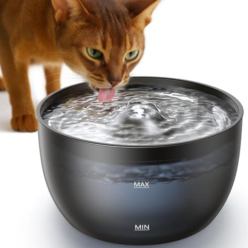 Fontaine à Eau Silencieuse pour Chats FEELNEEDY 3L Distributeur Automatique Avec Filtrage Charbon - Gamelle Acier Inoxyd