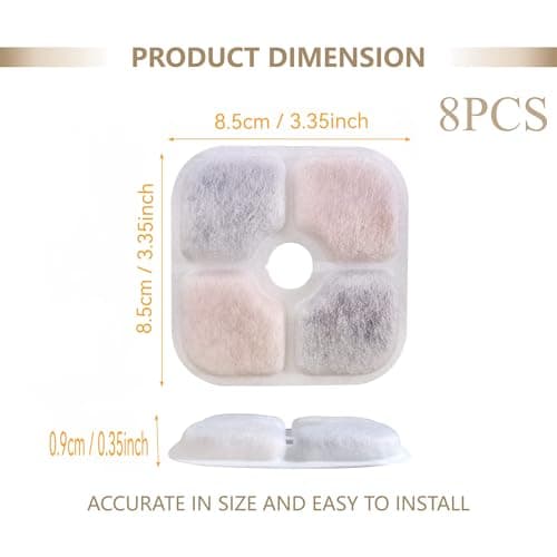 Filtre Fontaine Eau Chat 8 Pièces, Système de Triple Filtration Résine et Charbon Actif, 2,5L-3L, Modèle 43717/473722