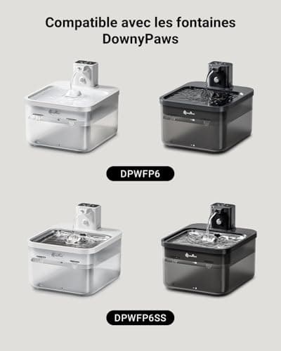 Filtres DownyPaws DPWFP6 Fontaine Eau Chat 6 Pièces Charbon Actif Convient pour DPWFP6 : Filtration Avancée, Durabilité,