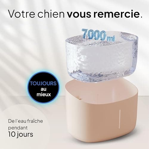 Pretty Paw Fontaine à Eau pour Chien 7L Ultra-silencieuse sans BPA Éclairage LED Filtre IntégréFacile à Nettoyer