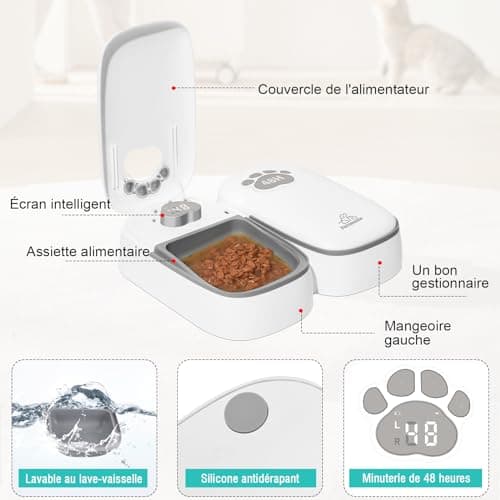 SKAILING Distributeur Automatique de Croquettes pour Chien et Chat | Avec Affichage LED et Mode Économie d'Energie | Idé