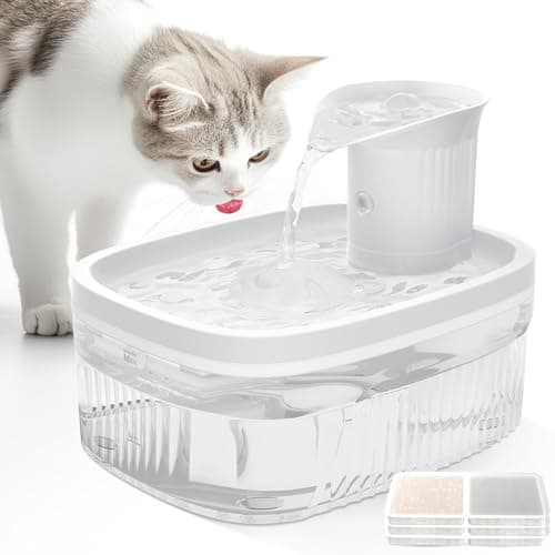 Fontaine à eau CAWJUG sans fil pour chat 1 L avec détecteur de mouvement — White