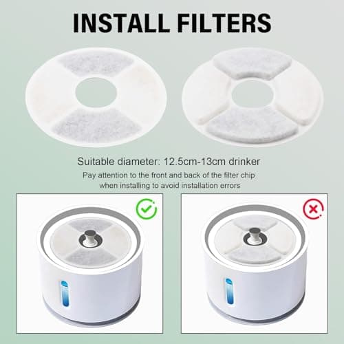Filtre Fontaine Chat 8pcs Résine et Charbon Actif | Filtres de Rechange Pour Eau Propre et Saine à Domicile | Filtre Abs