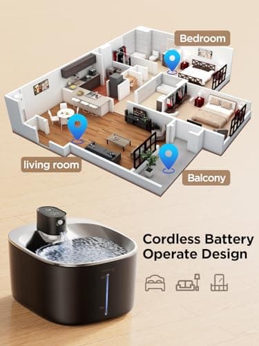 Fontaine à eau pour chatfeelneedya, silencieuse, rechargeable sur 4000mAh, en acier, pour chat noctambule, avec détecteu