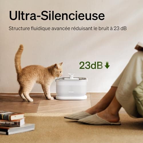 PETLIBRO Fontaine à Eau pour Chat en Acier Inoxydable avec Pompe sans Fil - Ultra Silencieuse 23 dB - Nettoyage Facile -