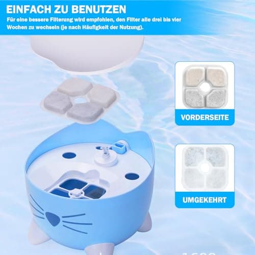 Filtres ATSGJLZN Fontaine Eau Chat Catit 3L Triple Filtration Résine Charbon Actif 2,5L-3L Fontaines Eau Chats