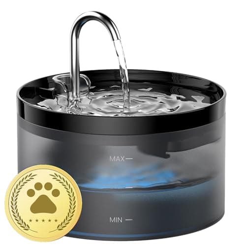Fontaine à Eau pour Chat Super Silencieuse Filtrer Les Poils Divers 64oz Deux Modèles de Débit Noir