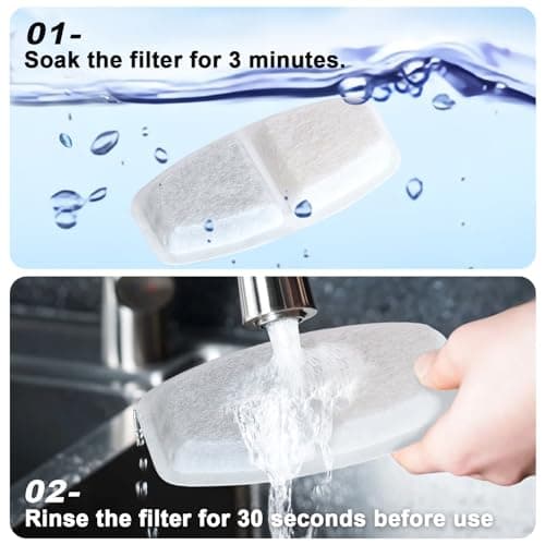 Filtres de fontaine à eau Zemiu 16 pièces, 8 filters fontaines pour chats + 8 mousses filtres pour fontaine de chats |2L