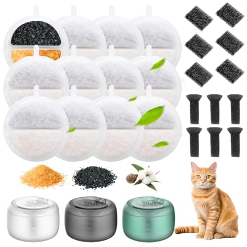 Filter Fontaine Eau Chat, 2 Lot Filtre Fontaine Chat, Centrales Éponge Insonorisantes Feelneedy F-016, Pompe Fontaine Ea