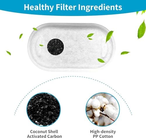 Filtres Vindox pour Fontaine à Eau Chat + Résine + Charbon Actif pour Acier Inoxydable |2L Chat Filtres Carbon Activé 8