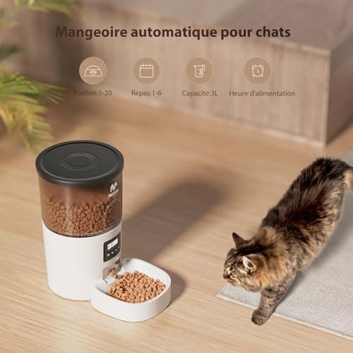 Distributeur Croquettes Chat Automatique IMIPAW 3L Programmable 1-6 Repas Jour
