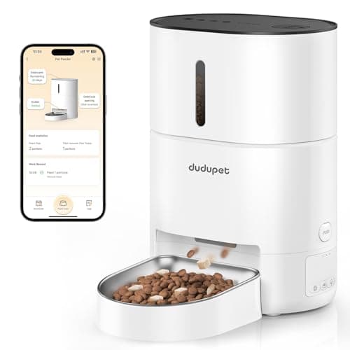 DUDUPET Distributeur de Croquettes pour Chats Automatique - 4L Télécommande WiFi - Bon Appétit Convient aux Chats et aux