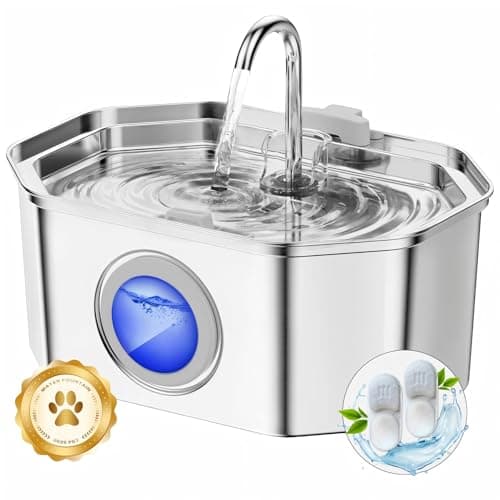 Fontaine à Eau Chat INOX |2L | Filtration multiple facile à nettoyer | Éponges et filtres inclus | Système silencieux av