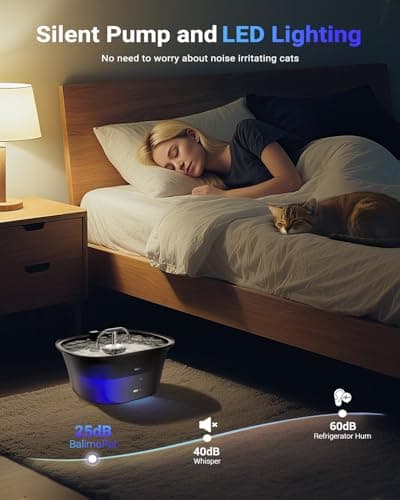 BalimoPet Fontaine a Eau Chat Ultrasonore 2,5L LED Filtrée Charbon Actif Éclatante Élevage Élevage