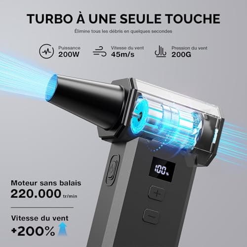 MECO ELEVERDE Souffleur Air Comprimé Puissant, Batterie 8000mAh, Affichage LED pour Nettoyage PC et Voiture  
MECO ELEVE