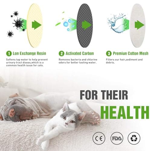 Filtre Fontaine A Eau Chat Acier Inoxydable |2L Fontaine, 16 Pièces Filtre Charbon & Éponge Moussante 16 Pièces Résine F