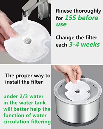 Filtre de fontaine à eau Yiupea 4 pièces, Charbon actif & résine pour Fontaines de chat 2L & |5L, triple filtration