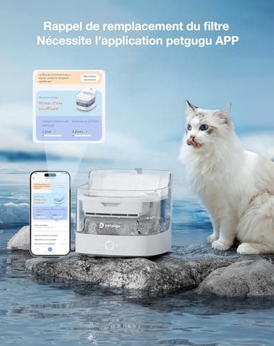 PETGUGU Filtre Fontaine Eau Chat, Remplacement pf1 et pf1l, Filtration 8 Étapes, Charbon Actif, Eau Propre