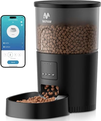 Distributeur Croquettes Chat Automatique IMIPAW 3L Programmable 1-6 Repas Jour — Noir-WiFi