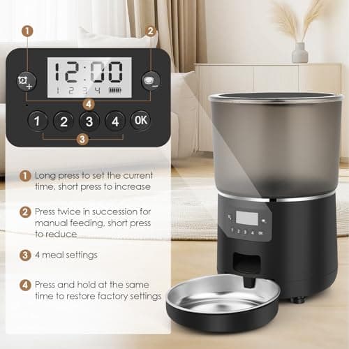 Distributeur Croquettes Chat Automatique Apritsce 4L Gamelle Chat Automatique Minuterie Programmable 1-4 Repas Jour Dist