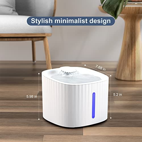 Fontaine à Eau Silencieuse SINZUX pour Chats et Chien, Filtre à Charbon Actif, 3L, Éclairage LED et Niveau d'Eau Évivabl
