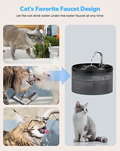 UIOOQ Fontaine à eau pour chat, silencieuse, filtre à charbon, 3,2 l, design de robinet, anti-pulvérisation, convient à