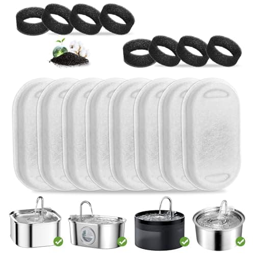 Filtres Vindox pour Fontaine à Eau Chat + Résine + Charbon Actif pour Acier Inoxydable |2L Chat Filtres Carbon Activé 8