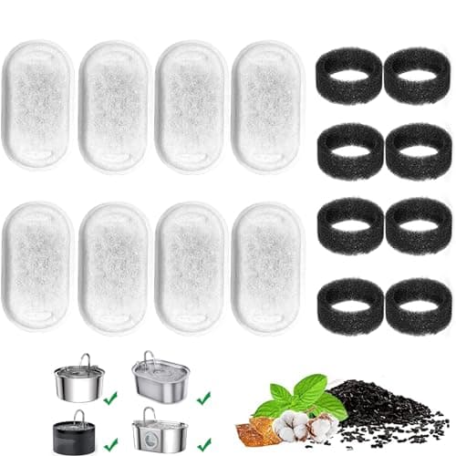 Filtre Berein pour fontaine à eau pour chat acier inoxydable, remplacement facile |2L, idéal pour chats (16 pièces)