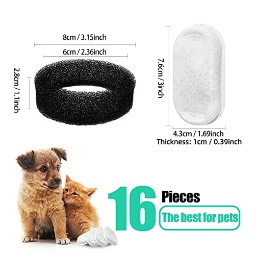 Filtres pour Fontaine à Eau pour Chat - Filtre de Remplacement Charbon Épongues Mousse 8 Pièces | Idéal pour Chat | Remp