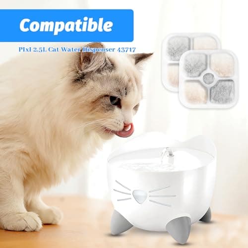 Filtres Fontaine Eau Chat | CHARBON ACTIF | Filtration Eau Chats Chiens | 12 PC |5L | Système 3 Couches