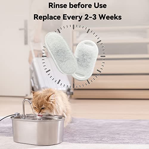 Filtres de Fontaine a Eau Chat SOOFPET 4PCS, Triple Filtration, Convient pour Chat, Remplacement tous les 2-4 Mois, S2