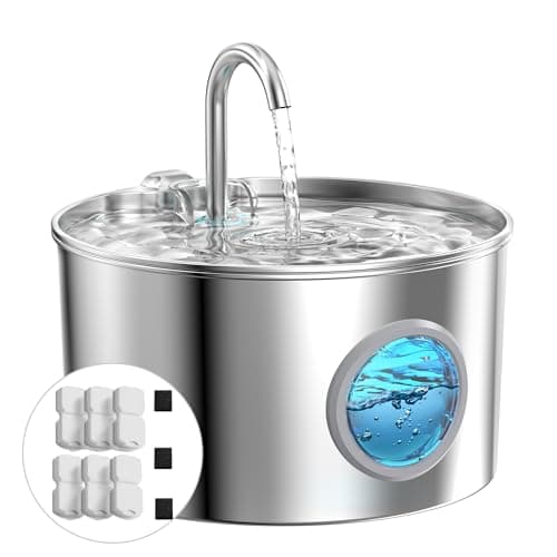Fontaine à Eau Chat INOX + Filtration + Éponges - Pour Chats - Scène Alimentation - Eau Limpide - 2,2L Fontaine à Eau Au
