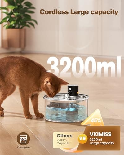 Fontaine à Eau Chat sans Fil Fontaine à Eau pour Chat avec Détection de Mouvement - 3,2L Distributeur Automatique Chien