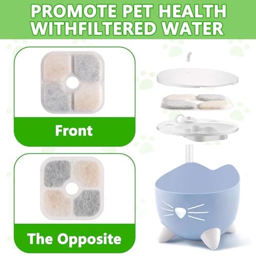 Foydream Filtrage 4x pour Fontaine Chat / Chien, Filtre Eau avec Charbon Actif et Résine, 20 pcs Remplacement Purificate