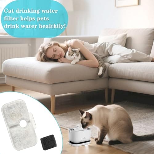 Filtre Fontaine Eau Chat PLWF105/PLWF115/PLWF005 Résine Charbon Actif 24PCS Noir Éponge Mousse Compatible Filtre Fontain