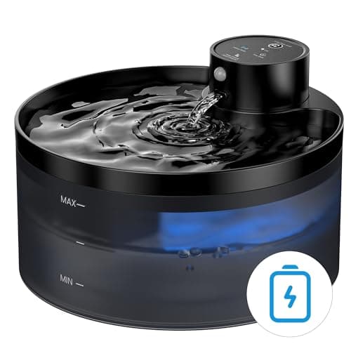 Fontaine à Eau Automatique sans Fil pour Chat - Rechargeable 4200 mAh - Noir