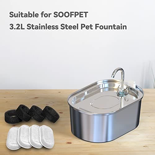 Filtres de Fontaine a Eau Chat SOOFPET 4PCS, Triple Filtration, Convient pour Chat, Remplacement tous les 2-4 Mois, S2