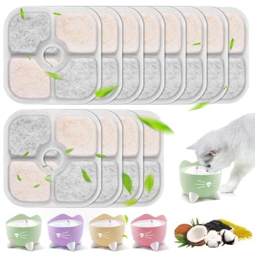 Filtre à Eau pour Chat - Triple Filtration, RéSine et Carbone Activé, |5 L – 12 Pièces