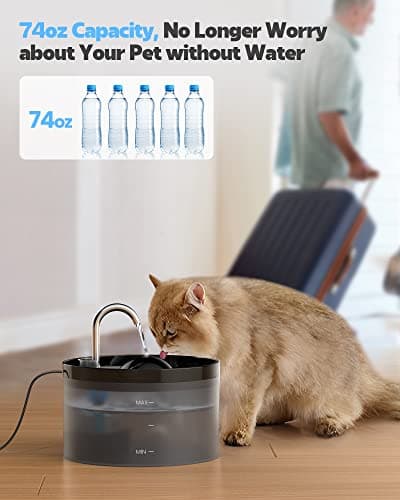 UIOOQ Fontaine à eau pour chat, silencieuse, filtre à charbon, 3,2 l, design de robinet, anti-pulvérisation, convient à