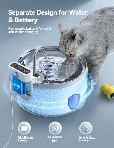 FEELNEEDY Fontaine à Eau Robinet Fontaine a Eau Chat 3,5L Acrylonitrile butadiène styrénèe Silencieuse Batterie 4000mAh