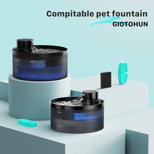 GIOTOHUN Filtre à Eau pour Chat sans Fil - 12 Filtres + 12 Mousse Filtrants - Purification Multiple Réduisant les Impure