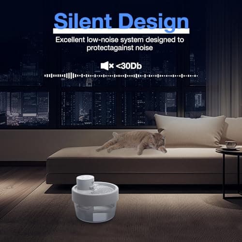Jewyow Fontaine à Eau intelligent pour chat 2200mAh avec indicateur de batterie et détecteur de mouvement